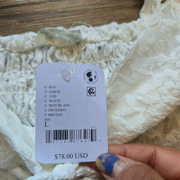 NWT- Free People Strike a Pose Lace Bodysuit ~ Size L ~ White - Picture 2 of 5